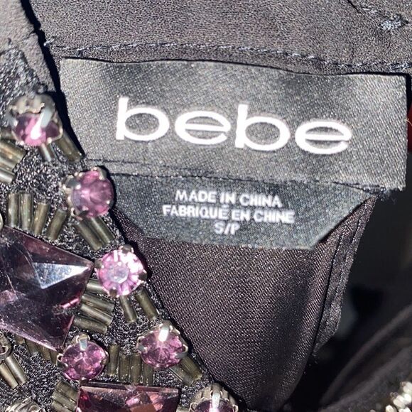 Bebe Jeweled Collar Black Romper Event Party Bling Resort Vacation Club - Picture 4 of 12